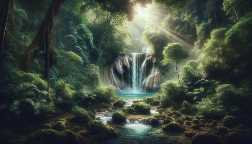 Take a picture of a hidden waterfall tucked away in the jungle 2