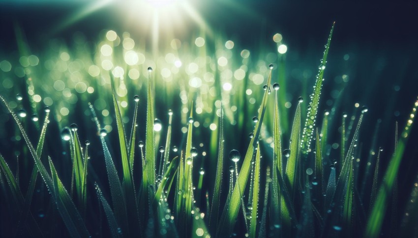 Take a macro photograph of morning dew on grass 2