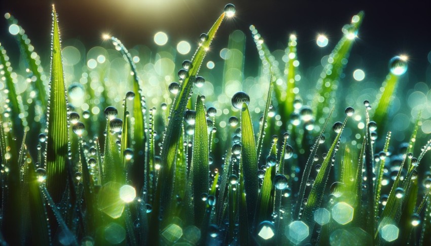 Take a macro photograph of morning dew on grass 8