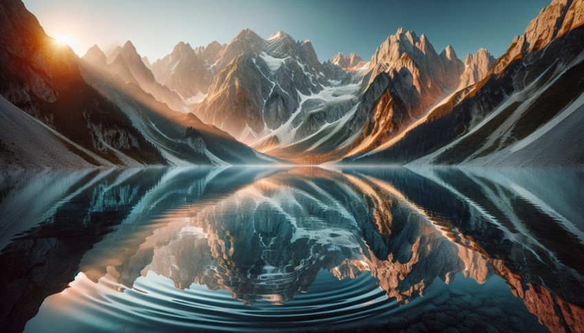 Capture the reflection of a mountain range on the glassy surface of a lake 3