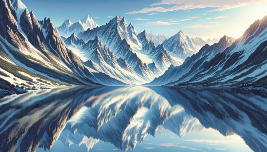 Capture the reflection of a mountain range on the glassy surface of a lake 5