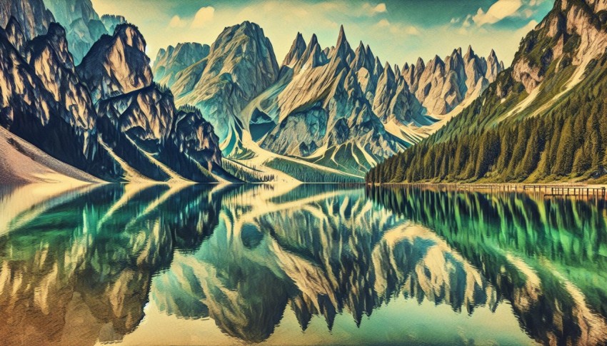 Capture the reflection of a mountain range on the glassy surface of a lake 6