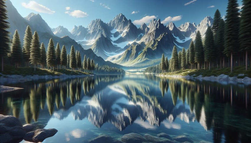 Capture the reflection of a mountain range on the glassy surface of a lake 10