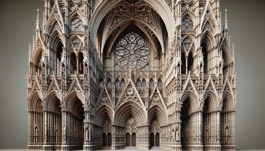 Photograph the intricate details of Gothic cathedral architecture  1