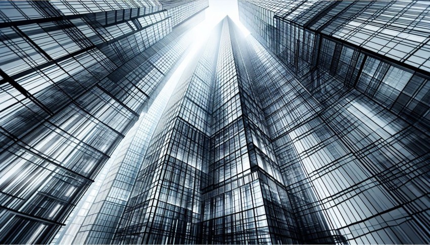 Capture the modern essence of a skyscraper's glass facade 5