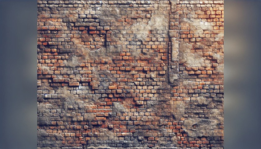 Capture the rough texture of an old brick wall in an urban setting 3