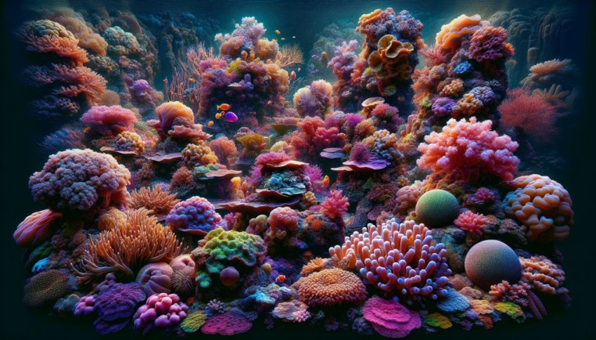 Photograph the vibrant colors and textures of a coral reef underwater 3