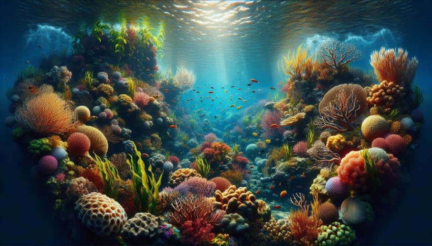 Photograph the vibrant colors and textures of a coral reef underwater 7