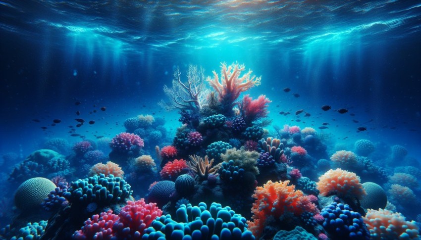 Photograph the vibrant colors and textures of a coral reef underwater 9