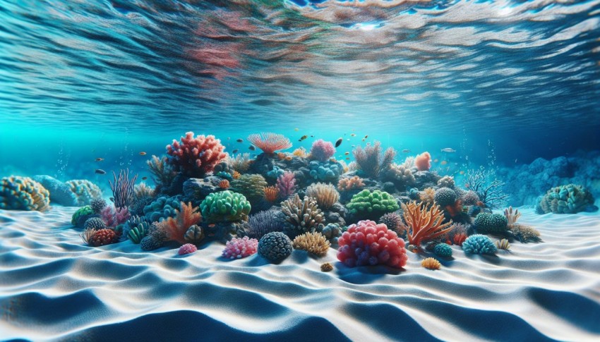 Photograph the vibrant colors and textures of a coral reef underwater 10