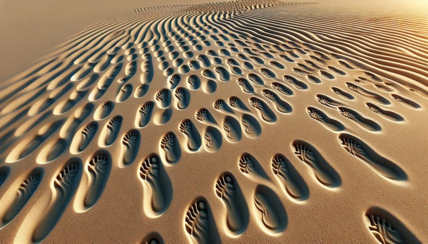 Capture the patterns made by footprints in a sandy beach 6