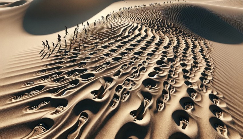 Capture the patterns made by footprints in a sandy beach 7