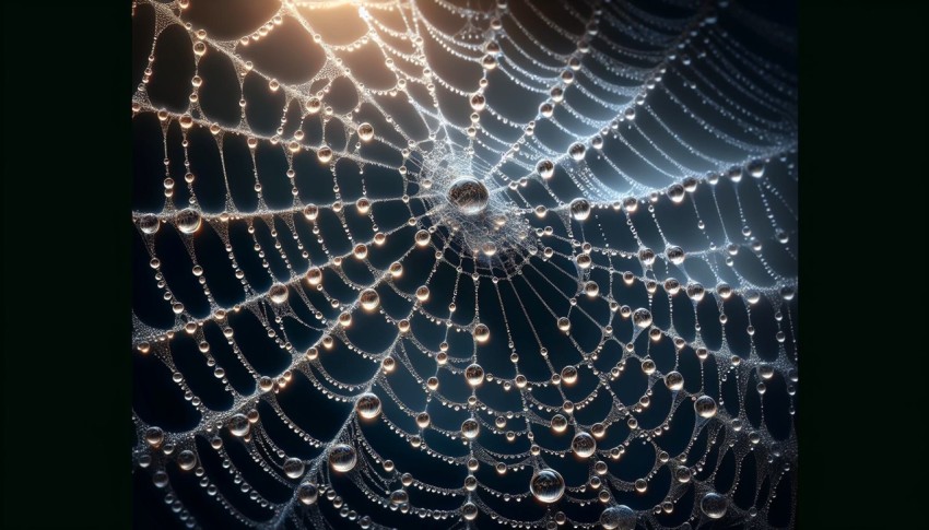 Take a close up of raindrops on a spider web 3