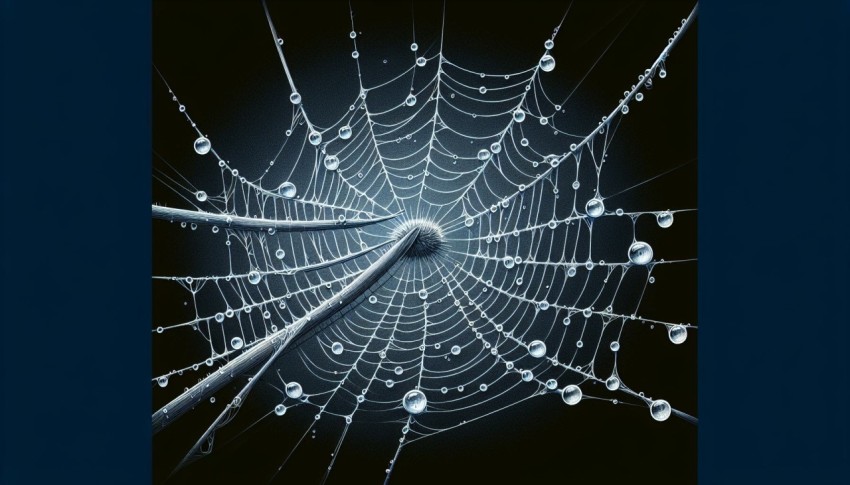 Take a close up of raindrops on a spider web 5