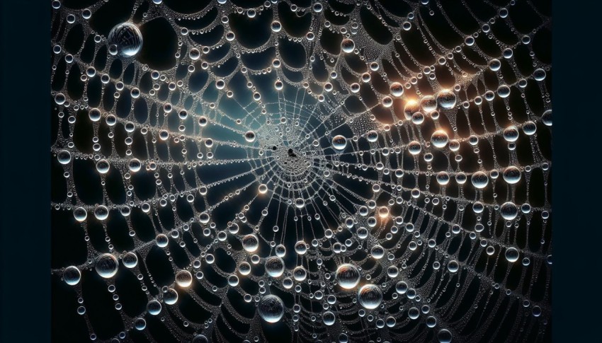 Take a close up of raindrops on a spider web 6