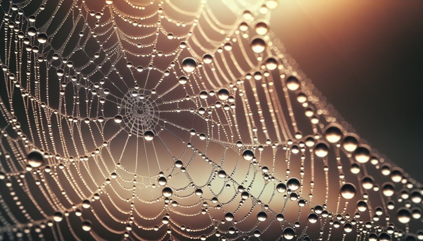 Take a close up of raindrops on a spider web 7