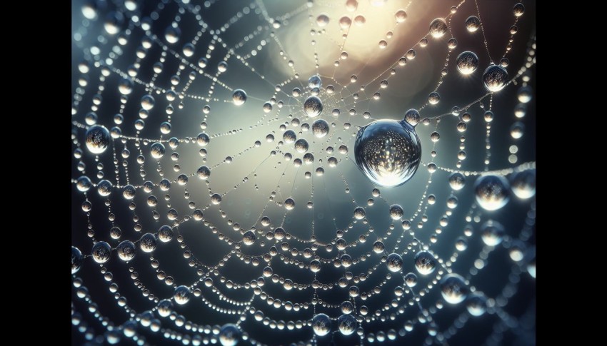 Take a close up of raindrops on a spider web 8