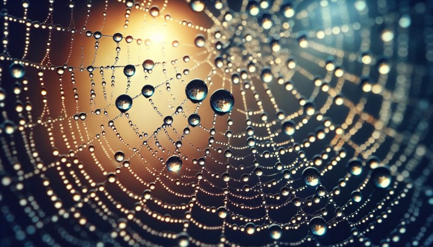 Take a close up of raindrops on a spider web 10