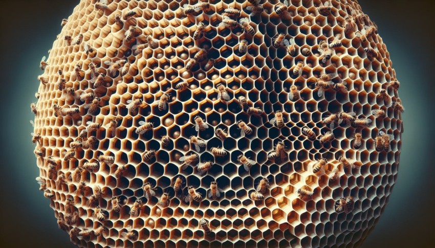 Photograph the geometric patterns of a honeycomb in a beehive 3