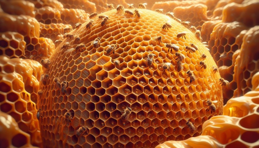 Photograph the geometric patterns of a honeycomb in a beehive 4