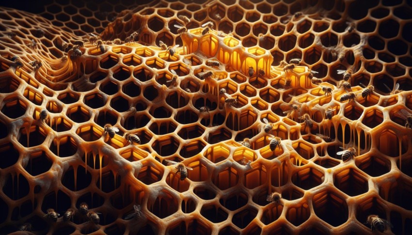 Photograph the geometric patterns of a honeycomb in a beehive 5