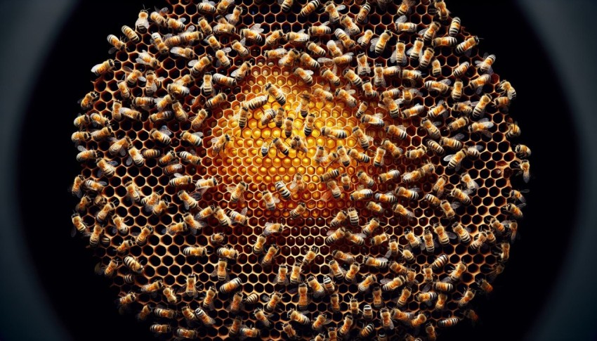 Photograph the geometric patterns of a honeycomb in a beehive 10