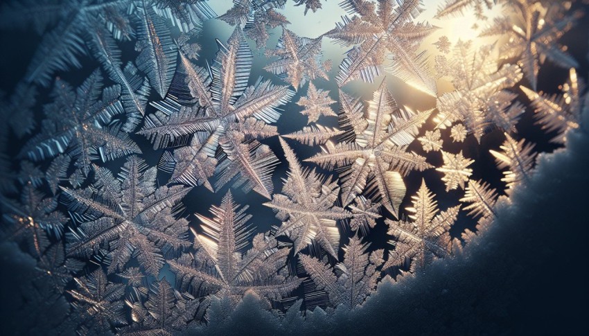 Take a macro shot of crystals forming on a window on a frosty morning 1