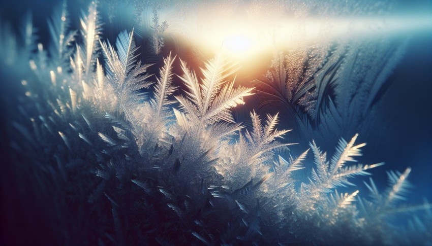 Take a macro shot of crystals forming on a window on a frosty morning 2