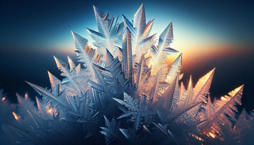 Take a macro shot of crystals forming on a window on a frosty morning 4