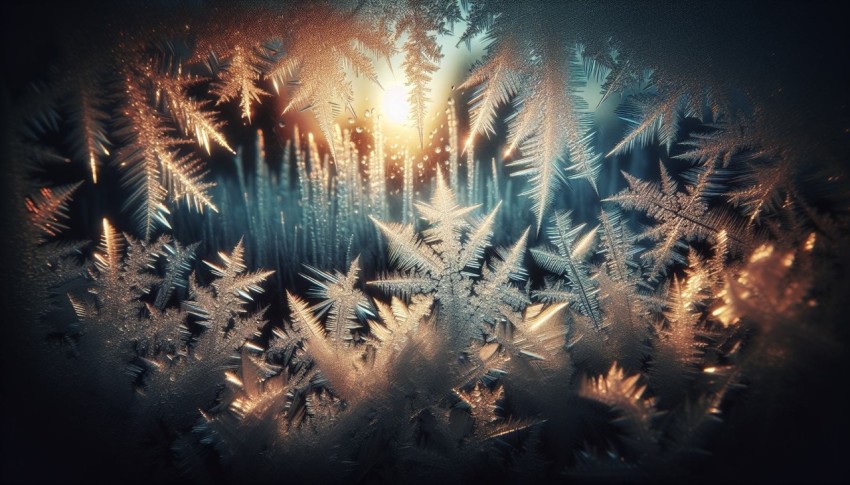 Take a macro shot of crystals forming on a window on a frosty morning 9