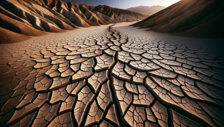 Photograph the asymmetry of cracked earth in a dry desert 8