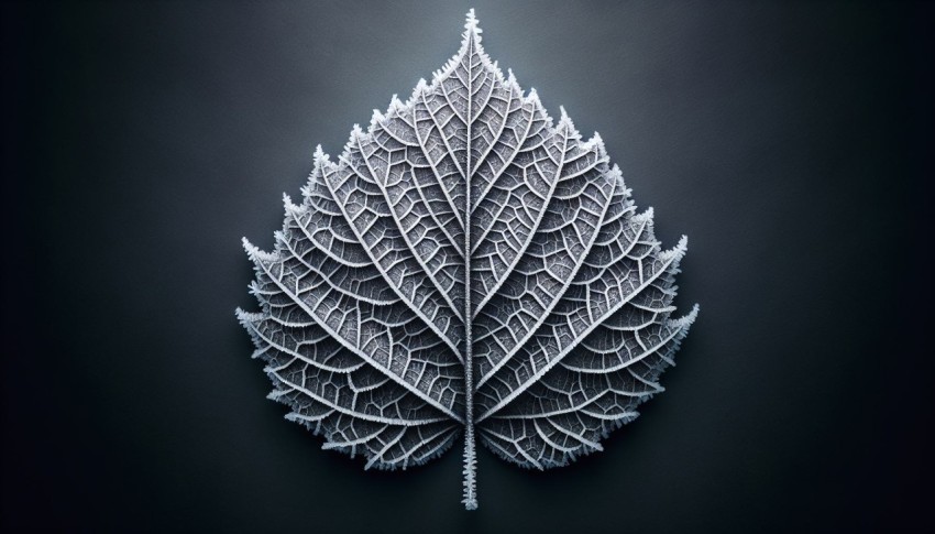 Capture the detail and symmetry of frost patterns on a leaf 5