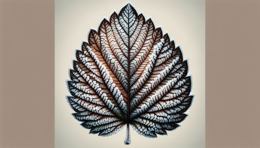 Capture the detail and symmetry of frost patterns on a leaf 6