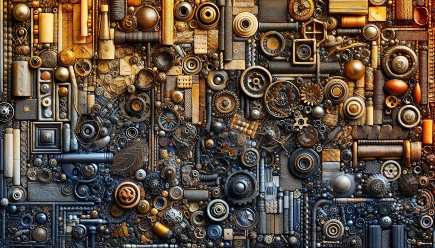 Take a photo of the contrasting textures on a piece of mixed media artwork 2