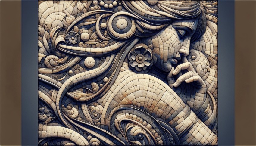 Take a photo of the contrasting textures on a piece of mixed media artwork 9