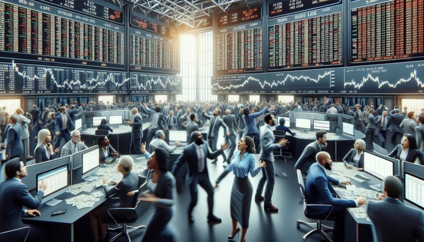 Photograph a bustling stock exchange trading floor 3