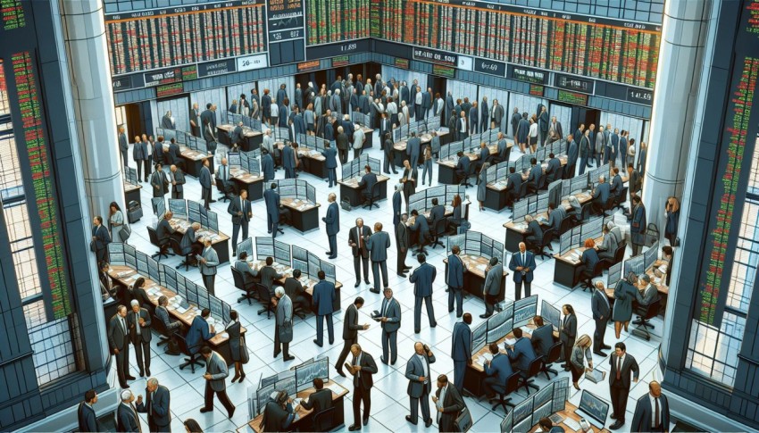 Photograph a bustling stock exchange trading floor 4