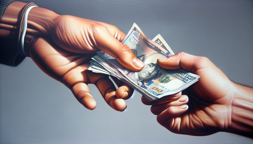 Capture a close up of hands exchanging money 1