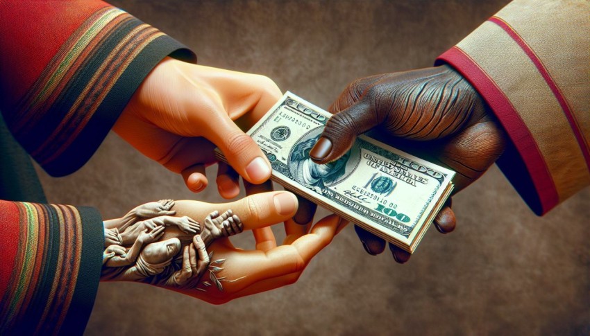 Capture a close up of hands exchanging money 4