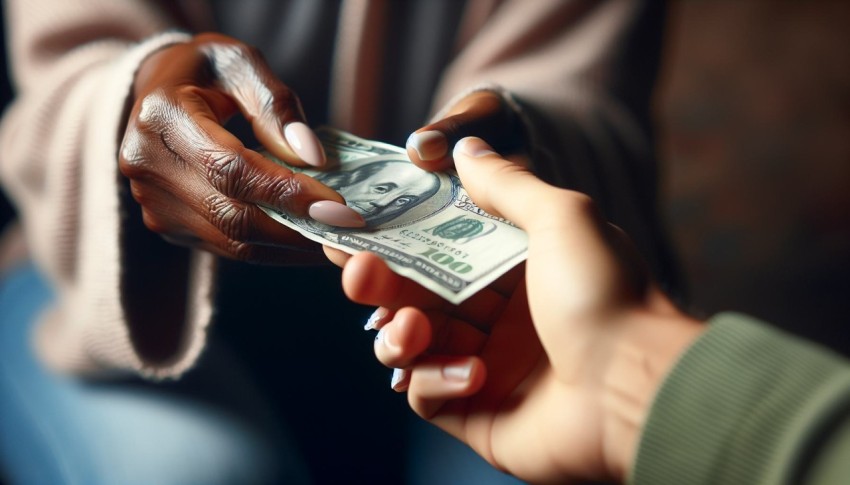 Capture a close up of hands exchanging money 5