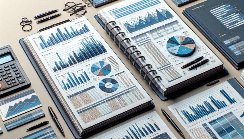 Image of a detailed financial report with graphs and data analysis 4