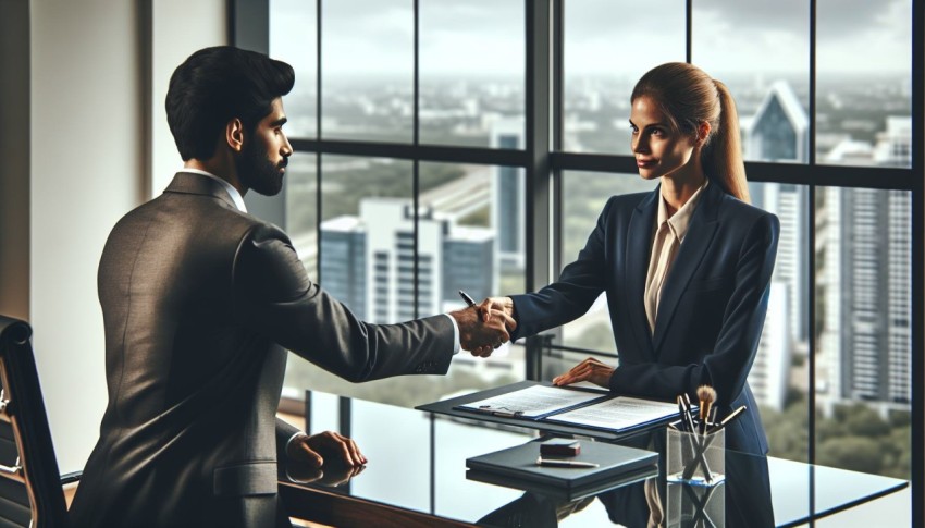Photograph a handshake between two business people closing a deal 2
