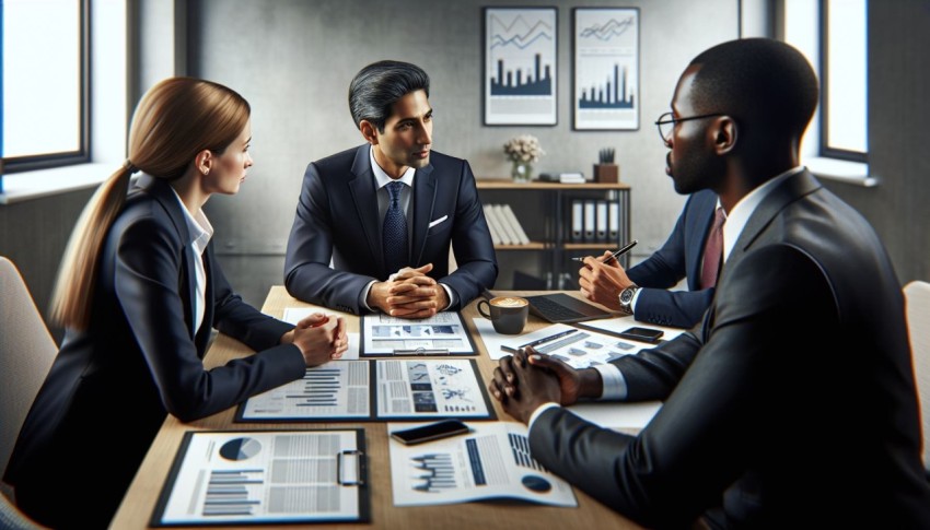 Take a picture of a financial advisor consulting with clients 1