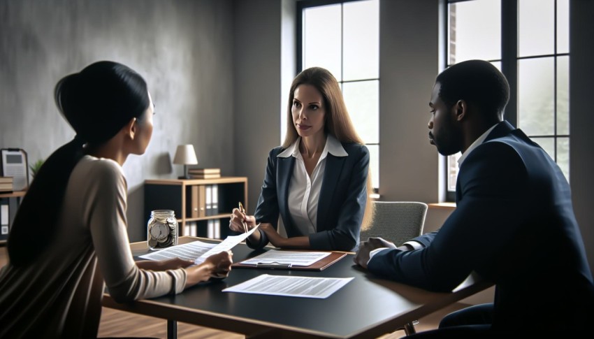 Take a picture of a financial advisor consulting with clients 7