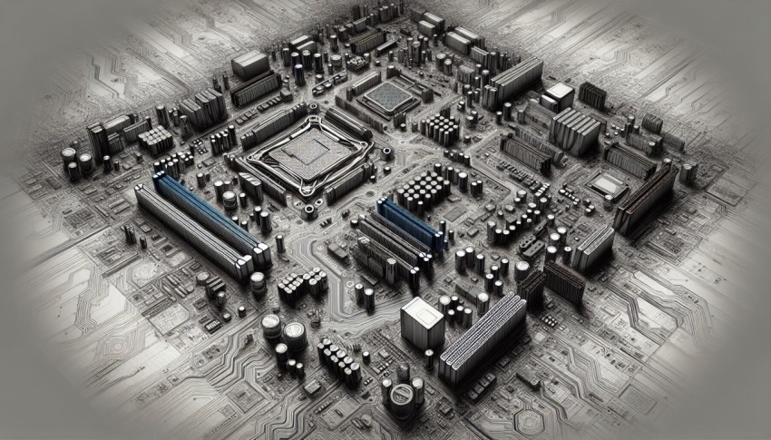 Capture the intricate circuitry of a computer motherboard 5