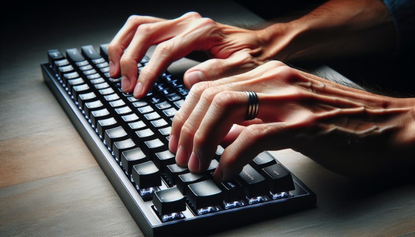 Snap a picture of hands typing on a mechanical keyboard 9