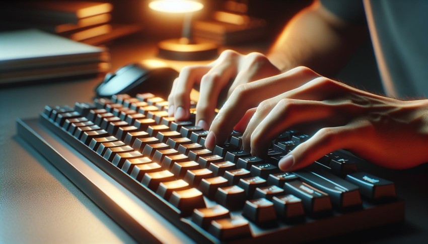 Snap a picture of hands typing on a mechanical keyboard 8