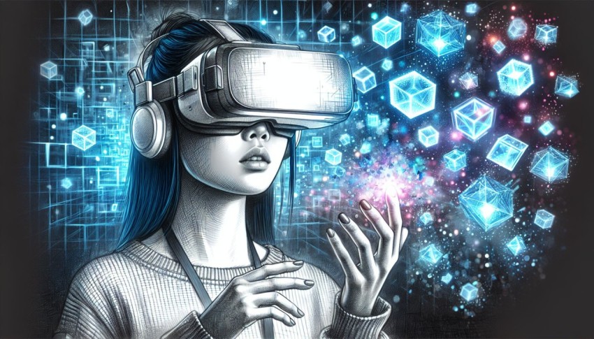 Capture a person wearing virtual reality goggles immersed in a digital world 9