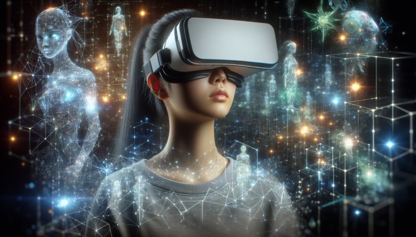 Capture a person wearing virtual reality goggles immersed in a digital world 8