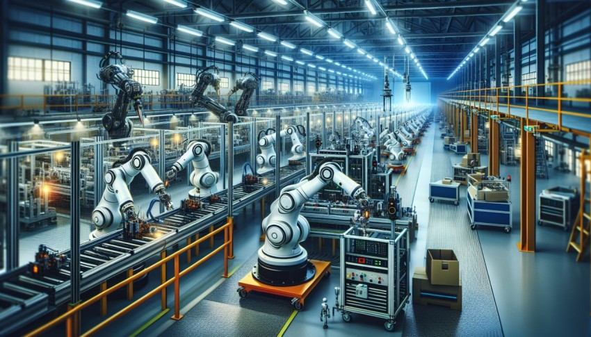 Showcase the advancements in robotics with a photo of an automated assembly line 9